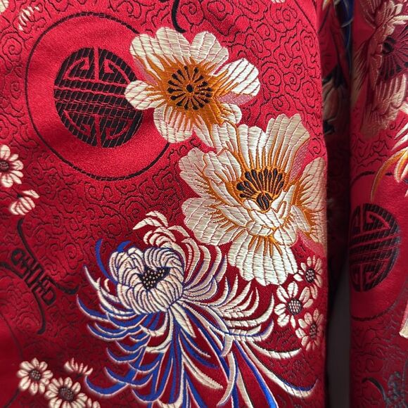 CHICO'S Asian Jacket Womens Medium Red Silk Blend Ladies - Picture 5 of 7